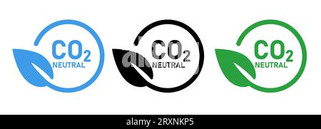CO2-neutrales Kohlendioxid Symboletikett mit kreisförmigem Markierungsstempel Stock Vektor