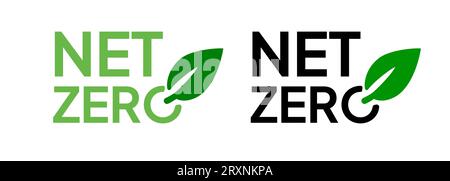 Das Label-Stempeldesign „Net Zero“ hinterlässt das Öko-Stempelsymbol „Net Zero Carbon“ Stock Vektor