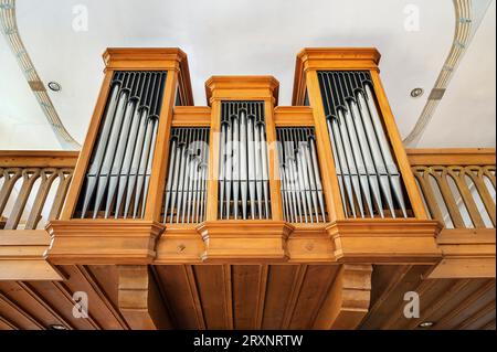 Die Orgel, Spitalkirche, Bad Groenenbach, Allgaeu, Bayern, Deutschland Stockfoto