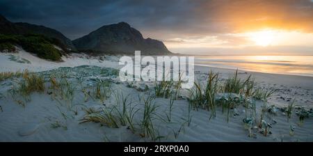 Bettys Bay Main Beach bei Sonnenuntergang, Westkap, Südafrika Stockfoto