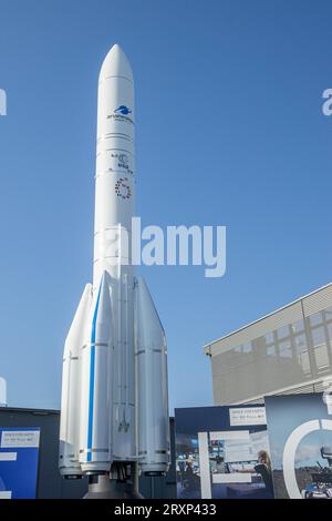 Modell Ariane 6, ILA Berlin Air Show, BERLIN, DEUTSCHLAND - 27. April 2018 Stockfoto