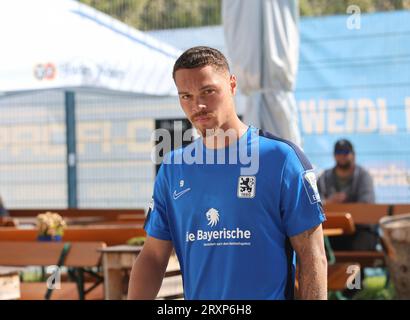 München, Deutschland 26. September 2023: Fussball, Herren, 3.Liga, Saison 2023/2024, TSV 1860 München, Training, Grünwalder Straße 114 Joel Zwarts (TSV 1860 München) Kopf, Oberkörper, Portrait Stockfoto