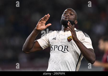 Turin, Italien. September 2023. Olimpic Stadium Grande Torino, 24.09.23 Romelu Lukaku (90 Roma) während des Spiels Torino FC gegen Roma im Olimpic Stadium Grande Torino in Turin, Italia Soccer (Cristiano Mazzi/SPP) Credit: SPP Sport Press Photo. Alamy Live News Stockfoto