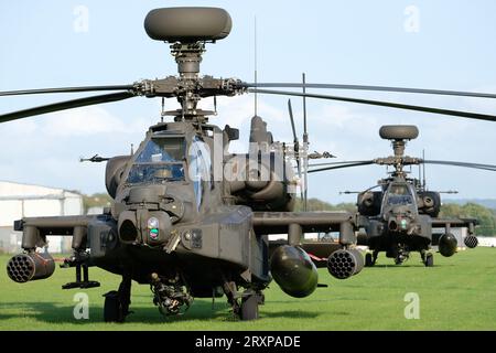 Army Air Corp AH-64 Apache AH1 Kampfhubschrauber mit Sitz in Wattisham Suffolk UK im September 2023 Stockfoto