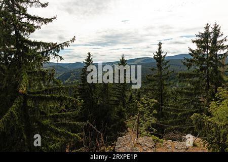 Panoramablick über den thüringer Wald bei Ilmenau Stockfoto