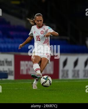 Cardiff, Großbritannien, 26. September 2023 Frederikke Thorgersen (Dänemark) in Aktion während der UEFA Women's Nations League Wales gegen Dänemark im Cardiff City Stadium Cardiff Vereinigtes Königreich am 26 2023. September Graham Glendinning / Alamy Live News Endstand: 1 - 5 Stockfoto