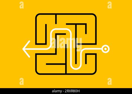 Ein kleines Labyrinth und der Weg durch es. Flache Vektorillustration Stock Vektor