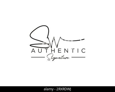 Vektor für SW-Signatur-Logo-Vorlage. Stock Vektor
