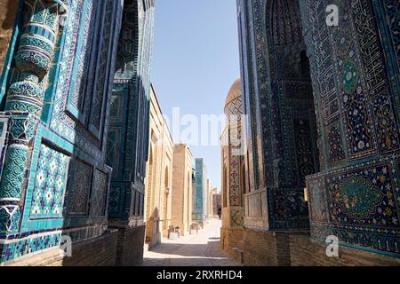 Komplex der Mausoleen Shahi Zinda in Samarkand, Usbekistan Stockfoto