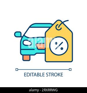 2D-Symbol für farbenfrohe, dünne Linien im Automobilbereich Stock Vektor