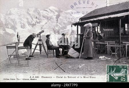 Chamonix: Das Chalet du Brevent und Mont-Blanc - Postkarte, früh. XX. Jahrhundert - Stockfoto