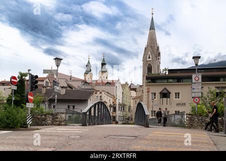 Blick auf die Altstadt von der Adlerbrücke, Brixen, Sudtirol (Südtirol) (Provinz Bozen), Italien, Europa Stockfoto