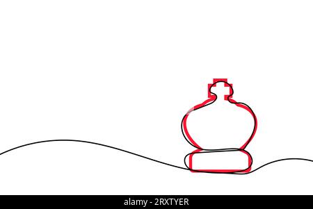 Schachkönig. Durchgehende einzeilige Zeichnung des Schachkönigs. Vektorillustration. Stock Vektor