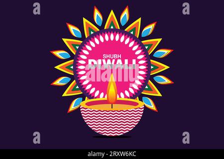 Happy Diwali Festival of Lights Grußkarte Design. Vektorillustration. Stock Vektor