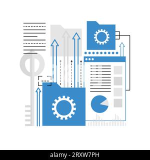 Tool zur Stichwortsuche. SEO-Optimierungsstrategie, grafische Darstellung der Online-Analyse Stock Vektor