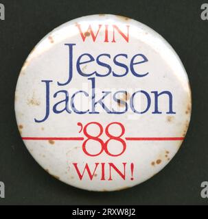 Pinback Button für Jesse Jacksons Präsidentschaftswahlkampf 1988 1988 Stockfoto