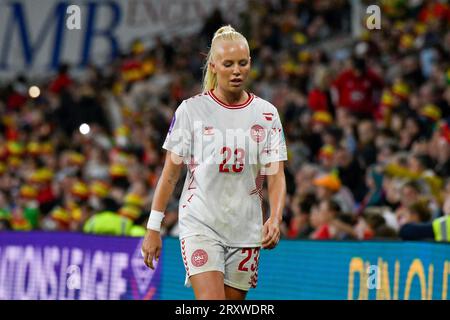 Cardiff, Wales. 26. September 2023. Sofie Svava aus Dänemark während des Spiels der UEFA Women's Nations League zwischen Wales und Dänemark im Cardiff City Stadium in Cardiff, Wales, Großbritannien am 26. September 2023. Quelle: Duncan Thomas/Majestic Media. Stockfoto