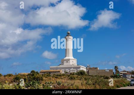 Portopalo Leuchtturm im Südosten der Insel Sizilien, Italien Stockfoto