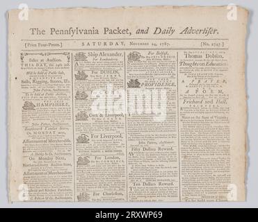 Das Pennsylvania Packet und der Daily Advertiser No. 2747, 24. November 1787 Stockfoto