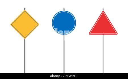 Straßenschilder isoliert. Realistische leere Verkehrsaufsichtsbanner. Leere Banner - Mock-up-Element . Vektorillustration Stock Vektor