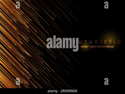 Schwarzer abstrakter technischer Unternehmenshintergrund mit diagonalen Bronzelinien. Geometrie-Vektorkonstruktion Stock Vektor