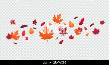Herbstlaub auf transparentem Hintergrund. Vektorillustration. Stock Vektor