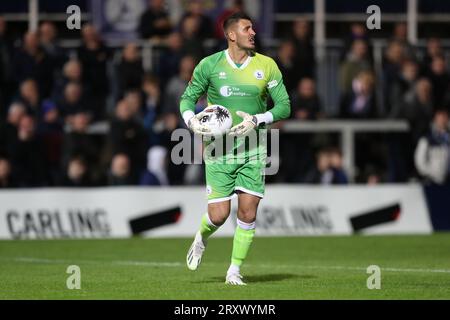 Pete Jameson von Hartlepool United während des Spiels der Vanarama National League zwischen Hartlepool United und Solihull Moors im Victoria Park, Hartlepool am Dienstag, den 26. September 2023. (Foto: Mark Fletcher | MI News) Stockfoto