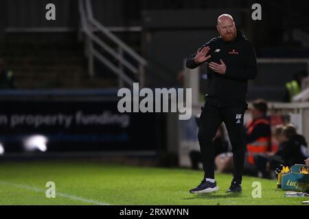 Solihull Moors Manager Andy Whing während des Vanarama National League Spiels zwischen Hartlepool United und Solihull Moors im Victoria Park, Hartlepool am Dienstag, den 26. September 2023. (Foto: Mark Fletcher | MI News) Stockfoto