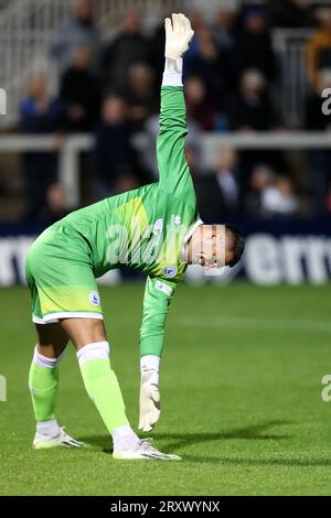 Pete Jameson von Hartlepool United während des Spiels der Vanarama National League zwischen Hartlepool United und Solihull Moors im Victoria Park, Hartlepool am Dienstag, den 26. September 2023. (Foto: Mark Fletcher | MI News) Stockfoto