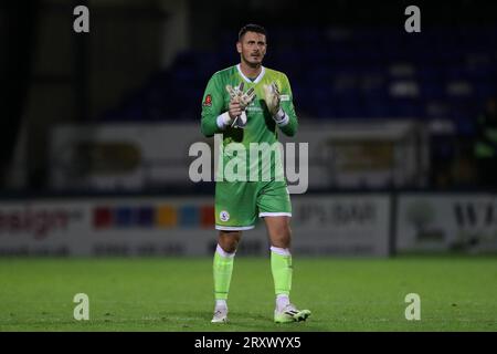 Pete Jameson von Hartlepool United während des Spiels der Vanarama National League zwischen Hartlepool United und Solihull Moors im Victoria Park, Hartlepool am Dienstag, den 26. September 2023. (Foto: Mark Fletcher | MI News) Stockfoto