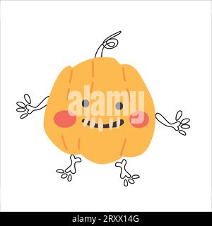 Niedliche Kürbisfigur im Skelett-Kostüm Stock Vektor