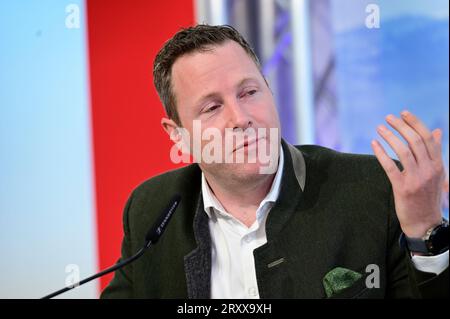 Wien, Österreich. September 2023 27. Pressekonferenz mit FPÖ-Generalsekretär NAbg. Michael Schnedlitz. Thema: „Präsentation der Herbstoffensive der FPÖ“ Stockfoto