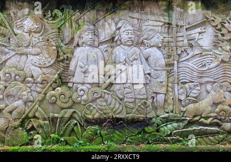 Balinesische Wandmalerei im Fort Canning Park, Singapur Stockfoto