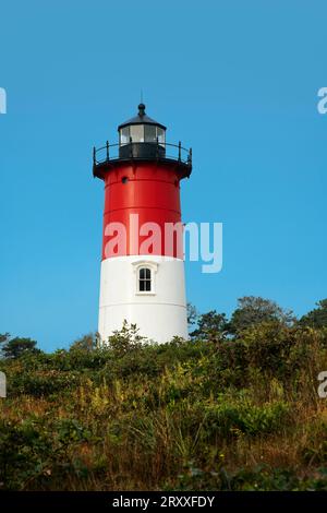 Nauset Lighthouse bei Tagesanbruch. Stockfoto