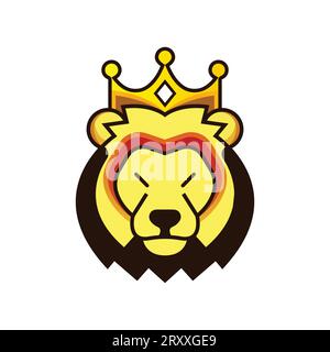 Royal Lion Head Logo Design Crown Lion Logo Stock Vektor