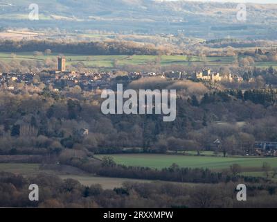 Blick über South Shropshire in Richtung Ludlow von View Edge, Onibury, Shropshire, Großbritannien Stockfoto