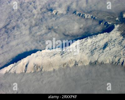 Ansicht aus dem Flugzeugfenster Stockfoto