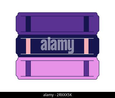 Buchstapel mit linearem 2D-Zeichentrickobjekt Stock Vektor