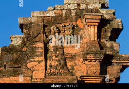 Fassade der Kirche der Doktrin, Jesuitenmission von San Ignacio Mini, Provinz Misiones, Argentinien Stockfoto