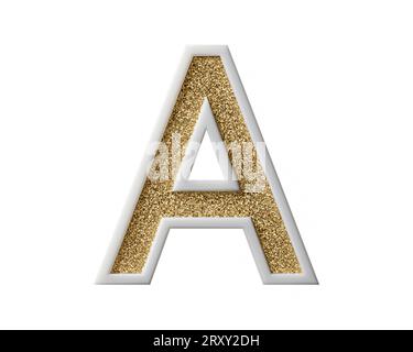 Kerzenwachsbuchstaben mit glänzender Goldbeschichtung innen. 3D-Illustration des Geburtstags- oder Partyalphabets isoliert auf weißem Hintergrund Stockfoto