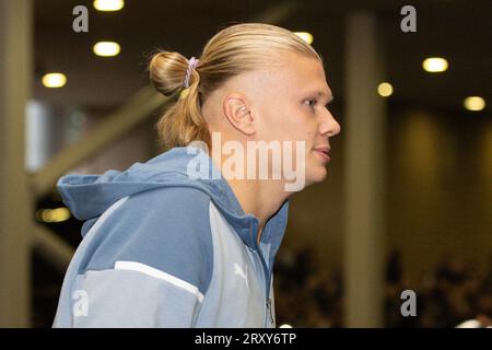 Erling Håland #9 von Manchester City kommt während des Carabao Cup-Matches in der dritten Runde Newcastle United gegen Manchester City in St. James's Park, Newcastle, Großbritannien, 27. September 2023 (Foto von Mark Cosgrove/News Images) in Newcastle, Großbritannien am 27. September 2023. (Foto von Mark Cosgrove/News Images/SIPA USA) Stockfoto