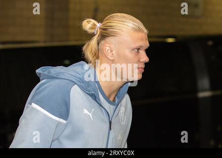 Erling Håland #9 von Manchester City kommt während des Carabao Cup-Matches in der dritten Runde Newcastle United gegen Manchester City in St. James's Park, Newcastle, Großbritannien, 27. September 2023 (Foto von Mark Cosgrove/News Images) in Newcastle, Großbritannien am 27. September 2023. (Foto von Mark Cosgrove/News Images/SIPA USA) Stockfoto