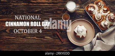 Begrüßungsbanner für den National Cinnamon Roll Day Stockfoto