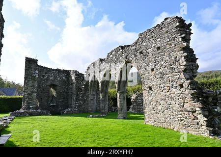 Cymer Abbey (Abaty Cymer) ist eine Ruine der Zisterzienserabtei in der Nähe von Llanelltyd, Gwynedd, Wales, Großbritannien – 26. September 2023 Stockfoto