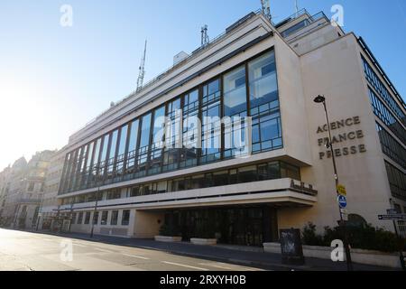 Außenansicht des Gebäudes mit Sitz der Agence France-Presse, einer internationalen allgemeinen und multimedialen französischen Nachrichtenagentur Stockfoto