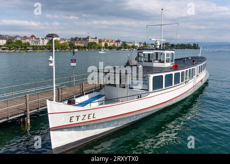 M S Etzel Kreuzfahrtschiff am Zurichsee, Zürich Bürkliplatz (siehe), Stadt Zürich, Zürich, Schweiz Stockfoto