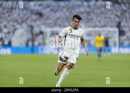 MADRID, SPANIEN - SEPTEMBER 27: Brahim Daz von Real Madrid während des Spiels La liga 2023/24 zwischen Real Madrid und Las Palmas im Santiago Bernabeu Stadion. (Foto: Guille Martinez/AFLO) Stockfoto