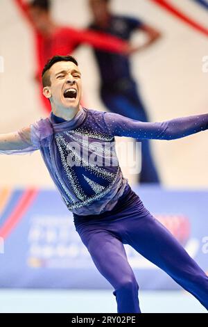 Kilian GOMIS (ESP), während des Senior Men, Short Program, bei den Artistic Skating World Championships Ibagu-Tolima 2023, im Parque Deportivo Municipal, am 26. September 2023 in Ibagu, Kolumbien. (Foto: Raniero Corbelletti/AFLO) Stockfoto