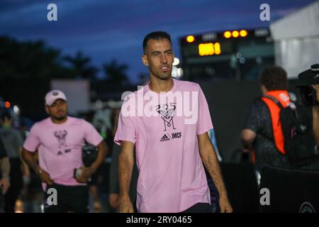 Fort Lauderdale, USA, 27. September 2023 Sergei Busquets trifft zwischen Miami CF und Houston Dynamo ein, Lamar Hunt Open Cup Finale, Credit: Chris Arjoon/Photo Stockfoto