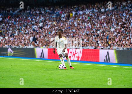 Madrid, Spanien, 27.09.2023, Eduardo Camavinga (Real Madrid) während des Fußballspiels der spanischen Meisterschaft La Liga EA Sports zwischen Real Madrid und Las Palmas am 27. September 2023 im Bernabeu Stadion in Madrid, Spanien Stockfoto